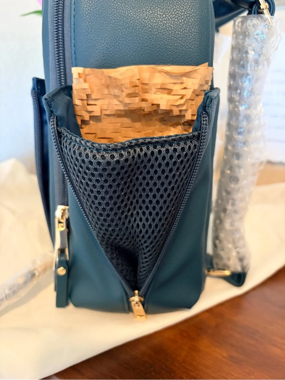 New Ayla & Co Mini Bag Peacock Vegan Leather Convertible Diaper Bag + Dust Bag